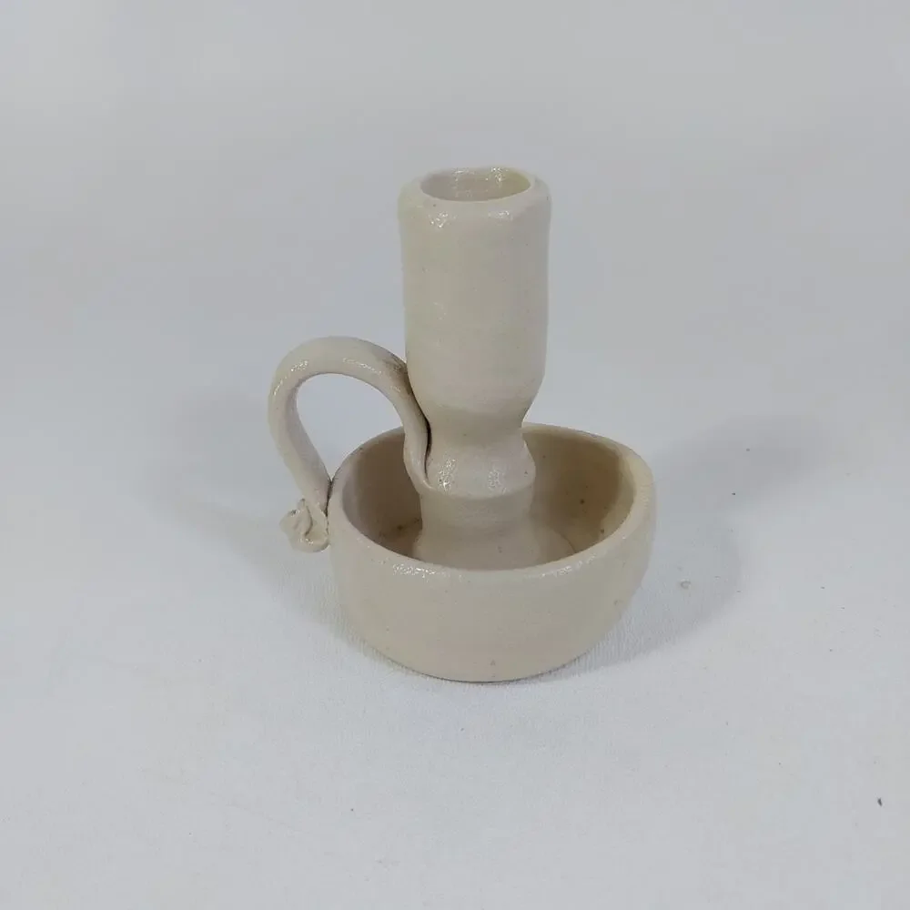 Williamsburg Salt Glaze Cobalt Blue Pottery Chamber‎ Candlestick Holder Candle